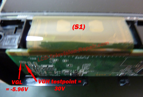 T-con board-VGL & VGH voltage testing points T-con board-VGL & VGH voltage testing points